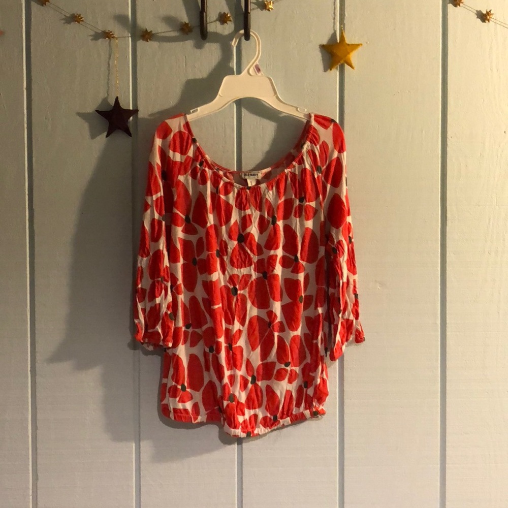 Orange and white blouse